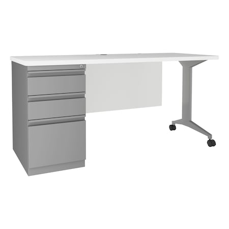 Hirsh Commercial Desks, 24 in D X 28.75 in H, 60 in W X Steel, Laminate, Arctic Silver / White 24226